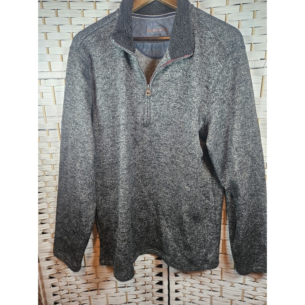 Weatherproof Vintage Original Men's Large Gray Knit Sweater 1/4 Zip High Neck